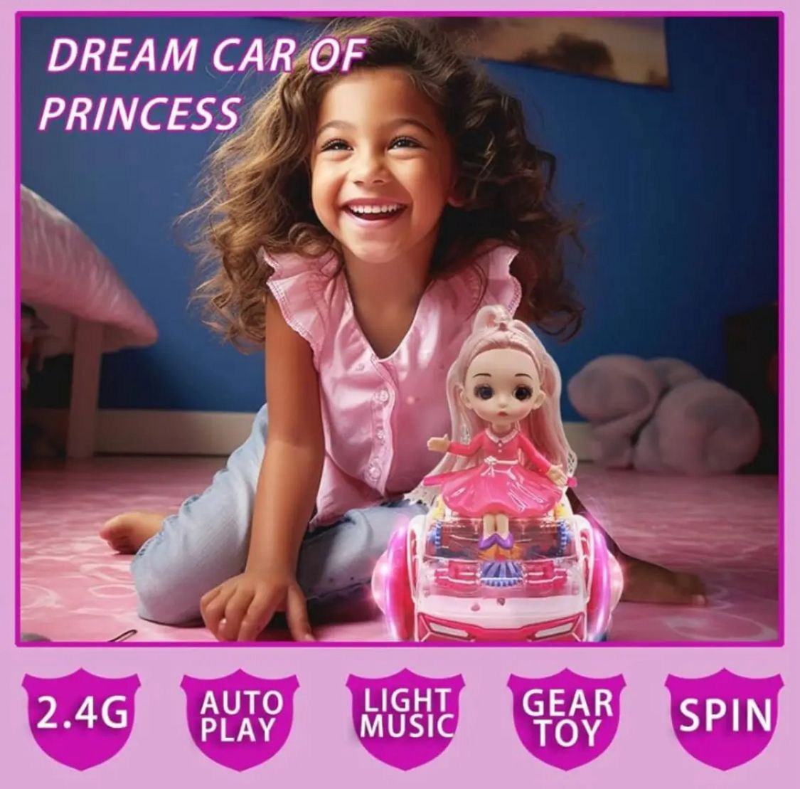 Remote control Doll car. with music and lighting toy fir kids. This Product has a Good Finishing.