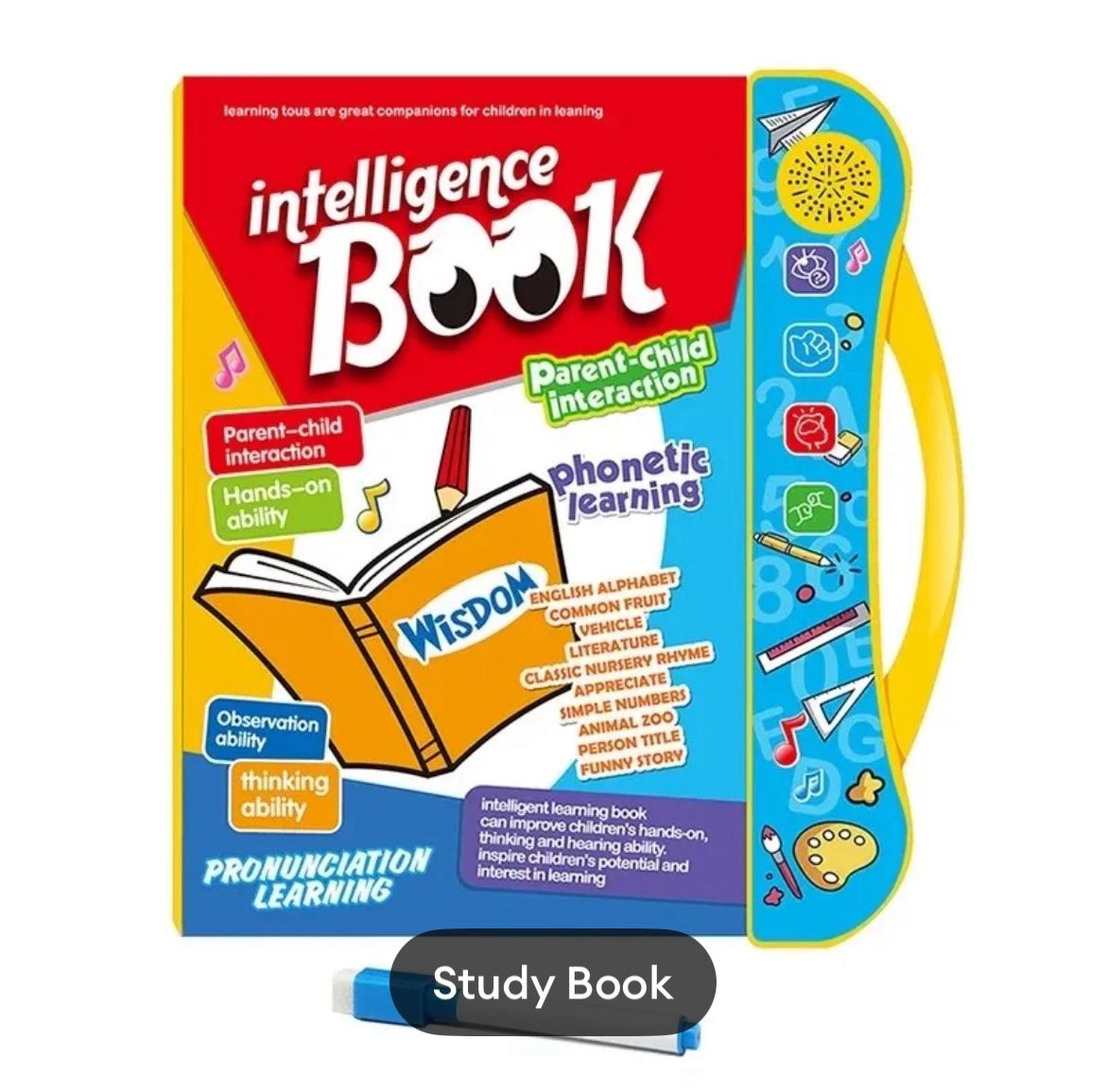 Interactive Intelligence E-Book for Kids I Intellectual Learning & Early Education Phonetic Learning, Alphabets, Numbers, Animals, Fruits, Shapes, Vehicles & Colors I Electronic Sound Teaching Aid for Toddlers.
