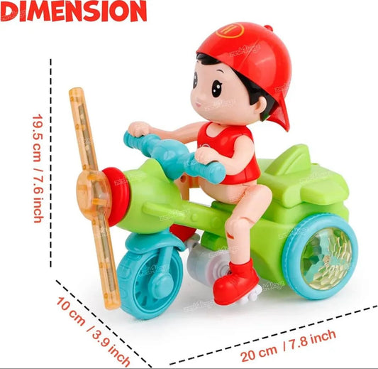Children's Stunt Tricycle With LED Lights and Musical Toy For Kids and Running Fan. Musical Stunt Tricycle Toy.
