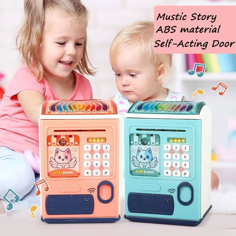 Kids Mini Electronic ATM. Children Digital Coins Cash saving Mini ATM Machine With Attach Fingerprint.