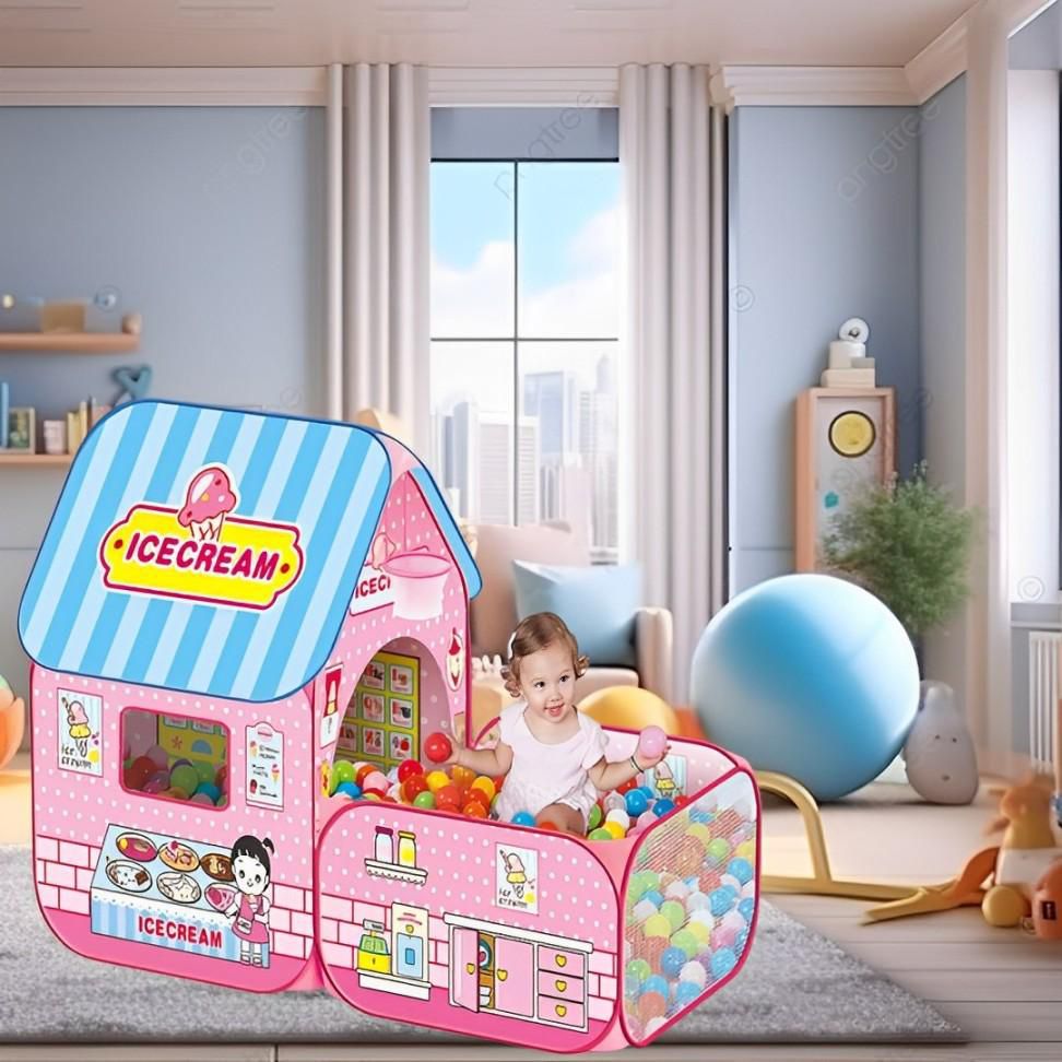 Wisdom House Kids Pop Up Tent Playhouse in Yellow and Pink - Indoor Outdoor Fun