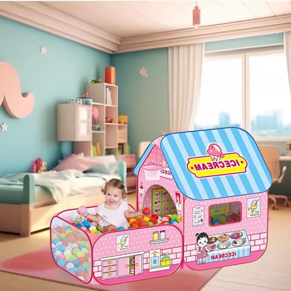 Wisdom House Kids Pop Up Tent Playhouse in Yellow and Pink - Indoor Outdoor Fun