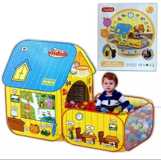 Wisdom House Kids Pop Up Tent Playhouse in Yellow and Pink - Indoor Outdoor Fun