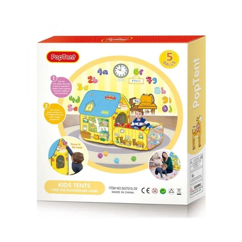 Wisdom House Kids Pop Up Tent Playhouse in Yellow and Pink - Indoor Outdoor Fun