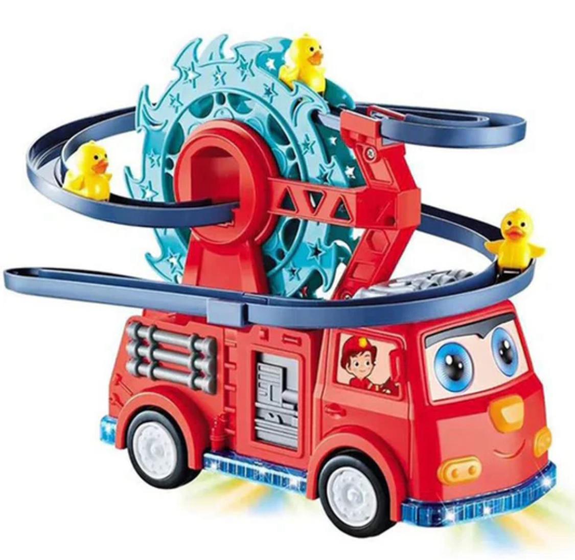 Small Duck children Stairs Toy and attach Car with Light and Music toy Play Full Roller Coaster  Toy. Fun Duck Stair Climbing Toy For Toddlers And Kids.