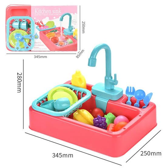 Kids Kitchen Toys Plastic Simulation Electric Dishwasher Sink Pretend Play With Electric Water Wash Basin Toy. Bes Gift for kids