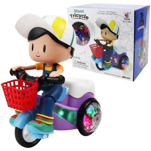 Children's Stunt Tricycle With LED Lights and Musical Toy For Kids. Musical Stunt Tricycle Toy.