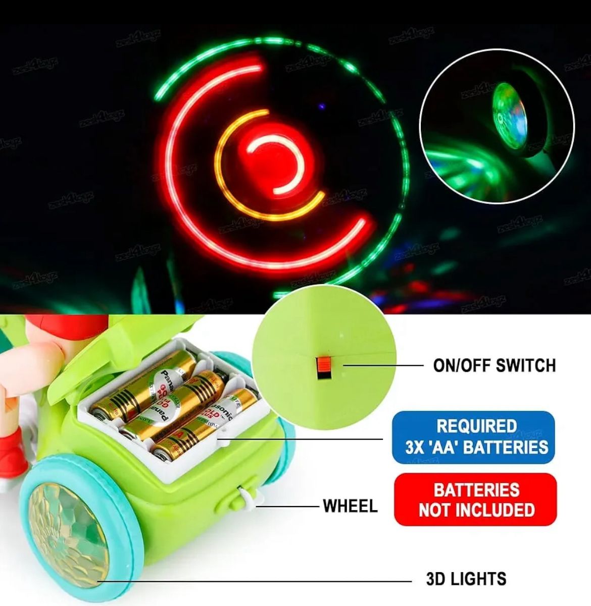 Children's Stunt Tricycle With LED Lights and Musical Toy For Kids and Running Fan. Musical Stunt Tricycle Toy.